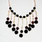 ST432       Red Jasper, Onyx and Rose Quartz  Necklace in Sterling Silver