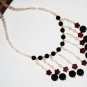 ST432       Red Jasper, Onyx and Rose Quartz  Necklace in Sterling Silver