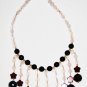 ST432       Red Jasper, Onyx and Rose Quartz  Necklace in Sterling Silver