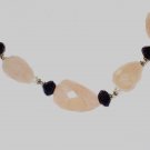 ST440       Rose Quartz and Amethyst  Necklace in Sterling Silver