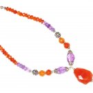 ST443       Carnelian and Amethyst  Necklace in Sterling Silver