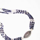 ST445       Blue CZ and Pearl  Necklace in Sterling Silver