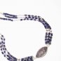 ST445       Blue CZ and Pearl  Necklace in Sterling Silver