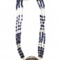 ST445 Blue CZ and Pearl Necklace in Sterling Silver