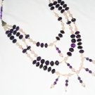 ST446       Mixed Stones  Necklace in Sterling Silver