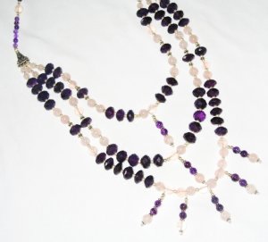 ST446       Mixed Stones  Necklace in Sterling Silver