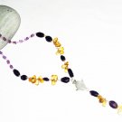 ST447       Citrine, Onyx and Amethsyt  Necklace in Sterling Silver