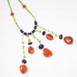 ST448       Peridot, Carnelian and Onyx  Necklace in Sterling Silver