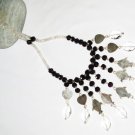 ST449       Moonstone and Garnet  Necklace in Sterling Silver