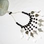 ST449       Moonstone and Garnet  Necklace in Sterling Silver