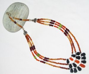 ST450       Mixed Stones  Necklace in Sterling Silver