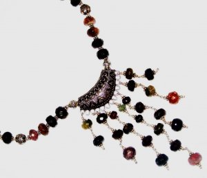 ST451       Mixed Stones  Necklace in Sterling Silver