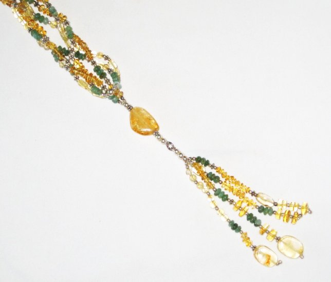 ST452 Citrine and Peridot Wrap Around Necklace in Sterling Silver