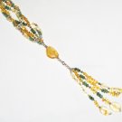 ST452       Citrine and Peridot Wrap Around  Necklace in Sterling Silver