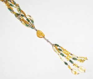 ST452       Citrine and Peridot Wrap Around  Necklace in Sterling Silver