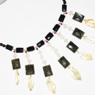 ST453       Mixed Stones  Necklace in Sterling Silver
