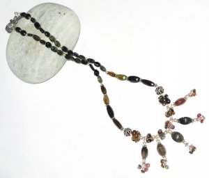 ST454       Mixed Stones  Necklace in Sterling Silver