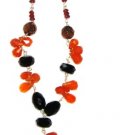 ST463       Carnelian, Onyx and Garnet  Necklace in Sterling Silver