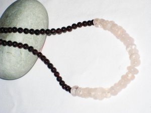 ST480       Garnet and Rose Quartz  Necklace in Sterling Silver