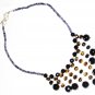 ST481       Blue CZ, Onyx and Tiger's Eyes  Necklace in Sterling Silver