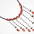 ST482       Red Jasper, Labradorite and Onyx  Necklace in Sterling Silver