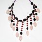 ST486       Rose Quartz, Garnet, Amethyst and Onyx  Necklace in Sterling Silver