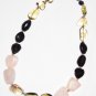 ST488 Rose Quartz, Smoky Quartz and Amethsyt Necklace in Sterling Silver