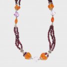 ST491       Garnet, Carnelian, and Amethyst  Necklace in Sterling Silver