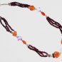 ST491 Garnet, Carnelian, and Amethyst Necklace in Sterling Silver