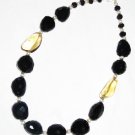 ST493       Onyx and Smoky Quartz  Necklace in Sterling Silver