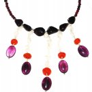 ST495       Mixed Stones  Necklace in Sterling Silver