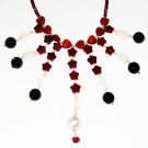 ST498       Onyx, Garnet and Rose Quartz  Necklace in Sterling Silver