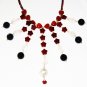 ST498       Onyx, Garnet and Rose Quartz  Necklace in Sterling Silver