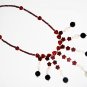 ST498 Onyx, Garnet and Rose Quartz Necklace in Sterling Silver