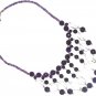 ST499 Amethyst, Onyx and CZ Necklace in Sterling Silver