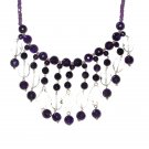 ST499       Amethyst, Onyx and CZ  Necklace in Sterling Silver