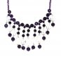 ST499       Amethyst, Onyx and CZ  Necklace in Sterling Silver