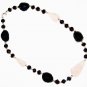 ST500 Rose Quatrtz, Onyx Necklace in Sterling Silver