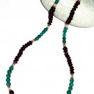 ST503       Garnet and Malachite  Necklace in Sterling Silver