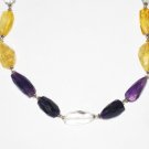 ST514       Smoky Quartz, Citrine, Amethyst and CZ  Necklace in Sterling Silver