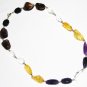 ST514 Smoky Quartz, Citrine, Amethyst and CZ Necklace in Sterling Silver