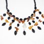 ST515       Onyx and Smoky Quartz  Necklace in Sterling Silver