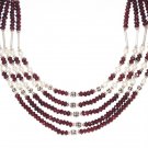 ST522       Garnet and Pearl  Necklace in Sterling Silver