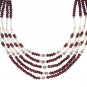 ST522       Garnet and Pearl  Necklace in Sterling Silver