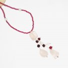 ST524       Rose Quartz and Garnet  Necklace in Sterling Silver