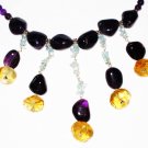 ST526       Amethyst, Citrine and Chalcedony  Necklace in Sterling Silver