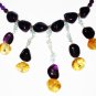 ST526       Amethyst, Citrine and Chalcedony  Necklace in Sterling Silver