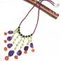 ST527       Amethyst, Peridot, Carnelian, and Garnet  Necklace in Sterling Silver