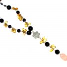 ST531       Citrine, Onyx and Rose Quartz  Necklace in Sterling Silver