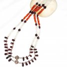 ST537       Moonstone, Garnet and Carnelian  Necklace in Sterling Silver